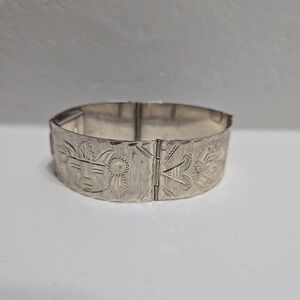 VTG Mexico Hand Chased Aztec Panel Bracelet 925 Sterling Silver 35 grams